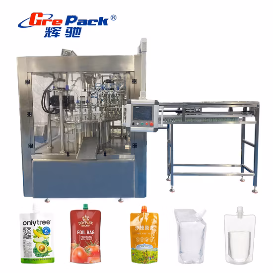 Kefai Automatic Rotary Juice Premade Standup Spout Pouch Filling Capping Packing Machine