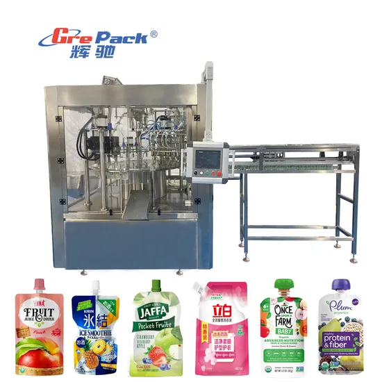 Kefai Automatic Rotary Juice Premade Standup Spout Pouch Filling Capping Packing Machine